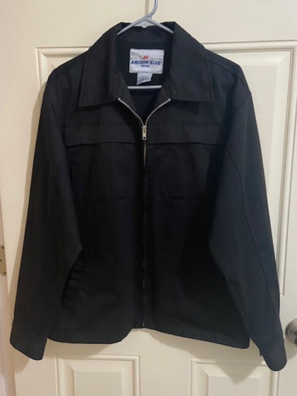 VTG Anchor Blue Jacket Mens Detroit Style Faded Black Canvas Workwear Size S